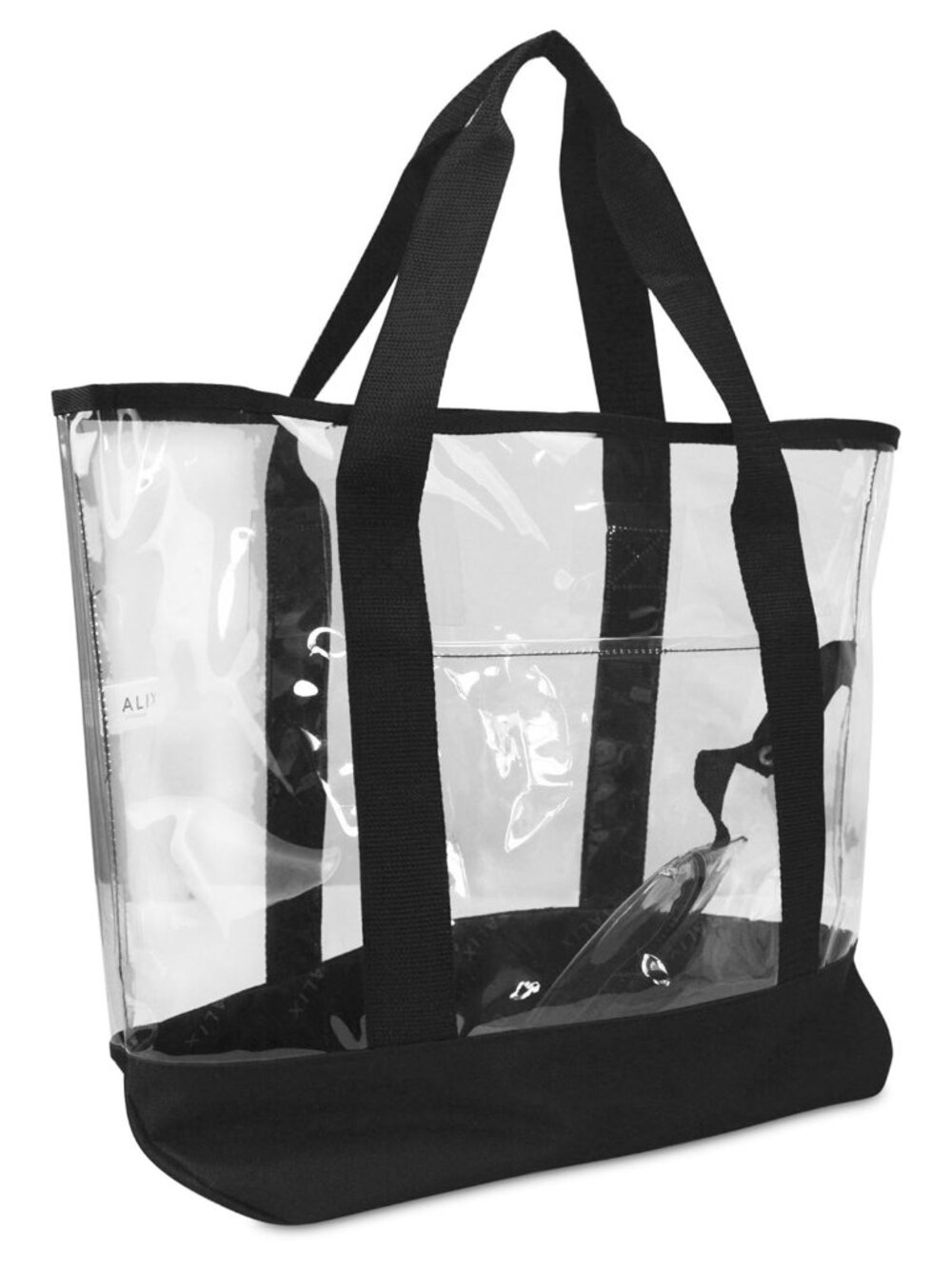 Large Clear PVC Tote Bag with Small Pouch Zipper Lightweight Shopper